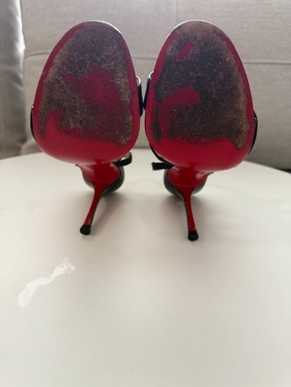 CHRISTIAN LOUBOUTIN Vavazou Black Patent Slingback Sandal Woman's Size US 7.5 - Picture 12 of 12